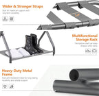 Heybly Luggage Rack for Guest Room, Steel Folding Suitcase Stand with Storage Shelf for Bedroom, Hotel, Foldable Steel Frame, Guest Room Bedroom Hotel, 22.8" L x 11.8" W x 20.9" H, Gray HLR004G1