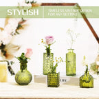 24PCS Mini Bud Vases As Wedding Centerpieces for Tables,Clear Bud Vases for Flowers,Small Flower Vases Suitable for Birthday Party,Anniversary,Wedding Reception,Baby Shower (Green, 24PCS)