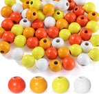 Equsion Seasonal Wooden Bead Garland with Tassels, 3.3 ft Holiday Vintage Boho Bead Garland Easter Tray Decoration, Vase Wall Room Art Birthday Party Decoration(Gradient Yellow)
