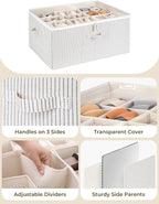StorageWorks Shoe Organizer for Closet, Fits up to 24 Pairs, Shoe Cubby Storage Containers with Adjustable Dividers and Clear Cover, Gray and White Stripes