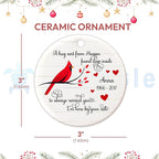 HYTURTLE Personalized Memorial Christmas Ornament Tree Decor Gifts for Family Loss of Loved One Mom Dad in Heaven, Sympathy Remembrance Bereavement Gifts, Cardinal Bird Custom Name Circle Ornament