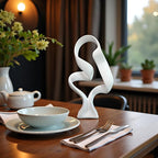 15" Modern Abstract Ribbon Decorative Sculpture, Knot Sculptures,Home Decor,Coffee Table Statues,Dining Living Room Desk Decor（White）