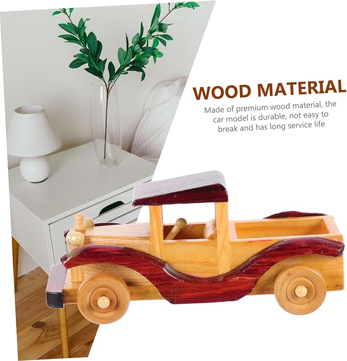 Homoyoyo Wooden Vintage Car Model Ornament Retro Wooden Car Decor for Home Desktop Unique Craftsmanship for Collectors