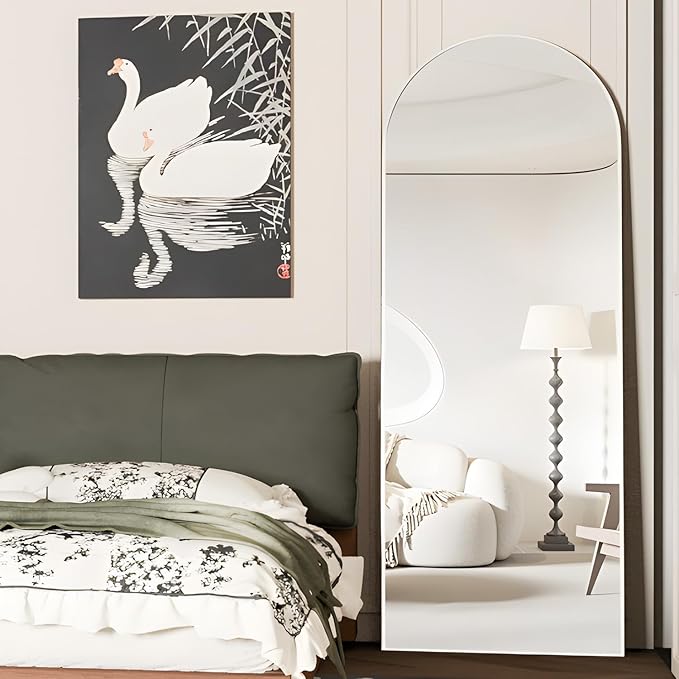 Full Length Mirror 56"x16" Arch Floor Mirror with Stand Arched Mirrors Full Body Mirror Silver Standing Hanging or Leaning Against Wall for Bedroom Entry