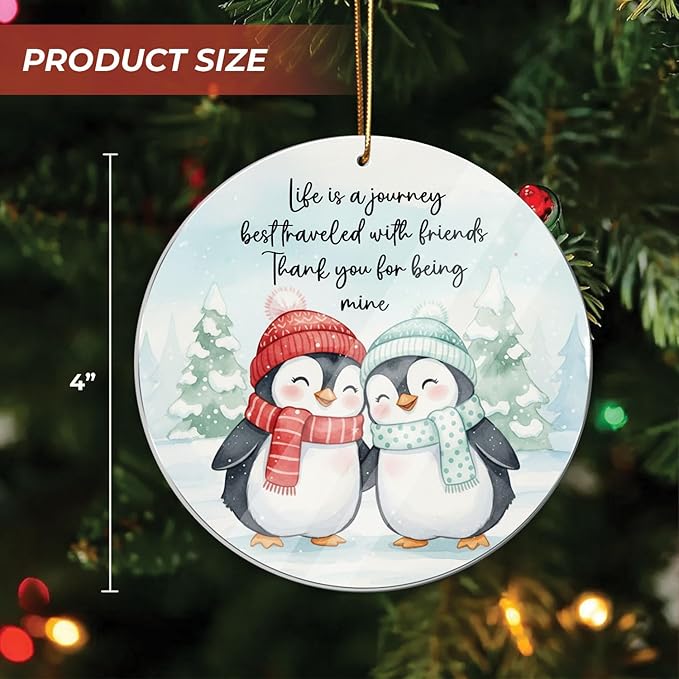 Friendship Christmas Ornament, Penguin Ornament for Best Friends, Friend Ornaments for Women, Gift for Friends, Penguin Ornament, Inspirational Bestie Gifts, Birthday Gift for Best Friend