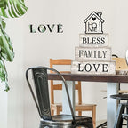 Yuntau 4 Pcs Farmhouse Wooden Tabletop Decor Sweet Home Tiered Tray Decor Rustic Retro Wood Bless Family Love Block Sign Gift Neutral Centerpiece Farmhouse Table Sign for Home Shelf Mantle