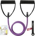 RitFit Single Resistance Exercise Band with Comfortable Handles - Ideal for Physical Therapy, Strength Training, Muscle Toning - Foam Padding Door Anchor and Starter Guide Included