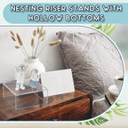 Jerify 6 Pcs Acrylic Risers Display Stands, 5.91'' 5.12'' 3.54'', Clear Square Nesting Pedestal Shelf with Hollow Bottom for Tabletop Jewelry Display, 3 Sized