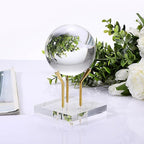 Hipiwe Gold Metal Arm Display Stand Easel with Acrylic Base Decorative Display Easel Holder for Sphere Crystal Ball Eggs Mineral Geodes Rock Seashell, X- Large