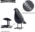 Quoowiit Sculptures Home Decor, Bird Figurine Shelf Decor, Modern Decorations for Living Room, Bedroom, Office, House, Resin Animal Statues and Figurine with Chic Polka Dots Art Design (Black)
