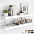 RICHFOCUS 40Inch Floating Shelves for Wall 2 Pack Shelves for Bedroom|Kitchen|Bathroom Wall Mounted Rustic Wood Floating Shelf with Invisible Brackets for Books|Storage|Decor, White