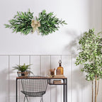 Artificial Olive Swag, Floral Swag with Green Leaves and Olive Fruit, Fake Olive Leaves Decorative Swag