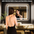 LOAAO 44"x30" LED Bathroom Mirror with Lights, Anti-Fog, Dimmable, Backlit + Front Lit, Lighted Bathroom Vanity Mirror for Wall, Memory Function
