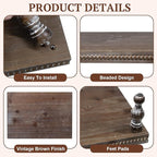 MAONAME Wood Display Risers Decorative Tray Set of 3, Farmhouse Pedestal Stand for Display Home Decor, Vintage Brown Beaded Wooden Tray for Kitchen Counter, Short and Tall Footed