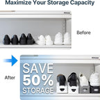 One-Piece Shoe Slot Organizer 10 Pack, Space-Saving Stackers for Closet, Entryway & Shoe Rack | No Assembly Needed