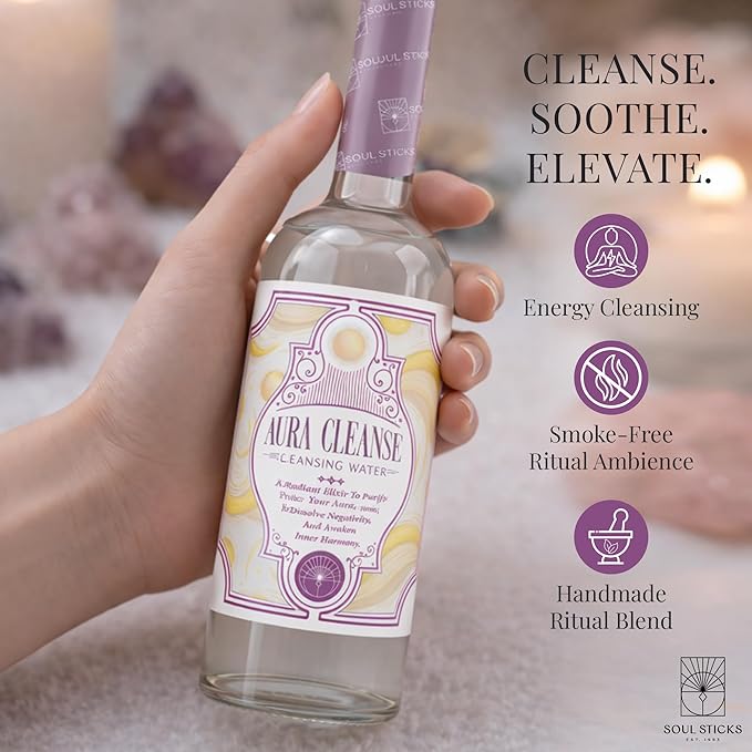 SOUL STICKS Cleansing Water 7.5 oz. Bottle for Rituals, Clearing Negative Energy and Purifying Home Spiritual Florida Water, Area Deodorizer (Aura Cleanse)
