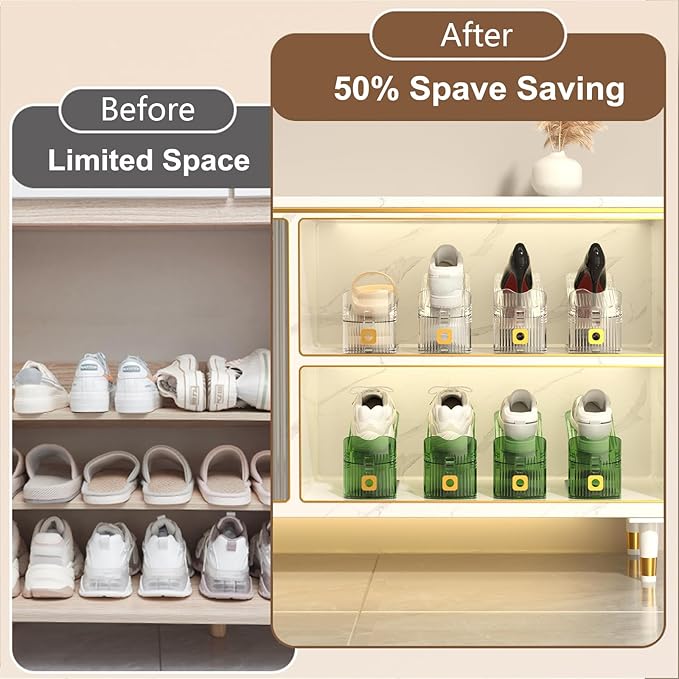 20Pack Shoe Slot Organizers Clear Shoe Stacker Organizer for Closet Shoe Holder Space Saver Rack Storage for Closet (clear, 20Pack)