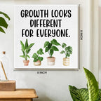 Motivational Wall Art Classroom Decor, Inspirational Mental Health Posters for Therapy Counseling Office, Growth Looks Different for Everyone Canvas Painting Artwork (8 X 8 Inches, Framed)