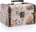 ELLDOO Butterfly Treasure Chest Box, Wooden + PU Leather Storage Decorative Box for Jewelry Trinkets, Keepsakes box for Girls Women Gifts