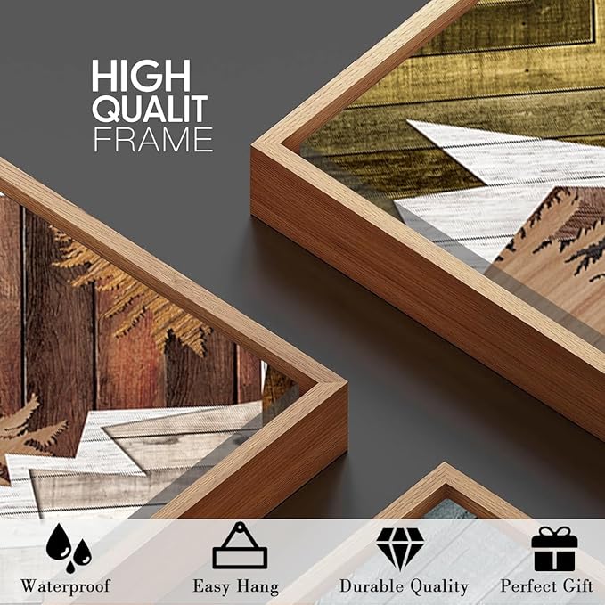 BINCUE Extra Large Mountain Wall Art Farmhouse Mountain Wall Decor Large Landscape Artwork 24x36 Inches Set of 3 Framed Rustic Painting Boho Mountains Artwork for Living Room Bedroom Office Farmhouse