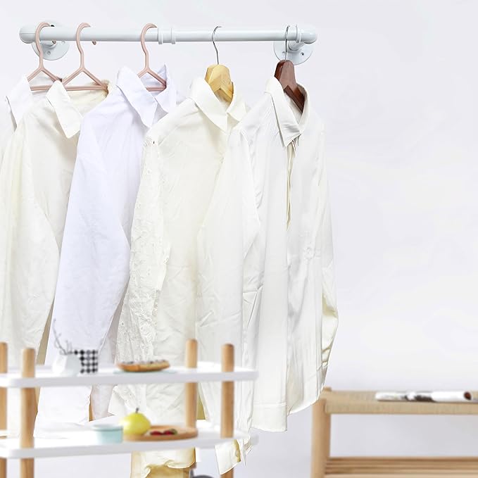 WEBI Clothing Rack Wall Mount White,24" Industrial Pipe Clothes Rack for Hanging Clothes,Heavy Duty Iron Garment Rack Bar,Retail Display Clothes Rod for Closet,Laundry Room,2 Packs