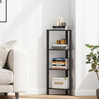 TUTOTAK Corner Shelf, 4-Tier Corner Bookshelf for Small Space, Narrow Display Corner Shelf Stand with Storage Rack, for Living Room, Bedroom, Black BS05BK004