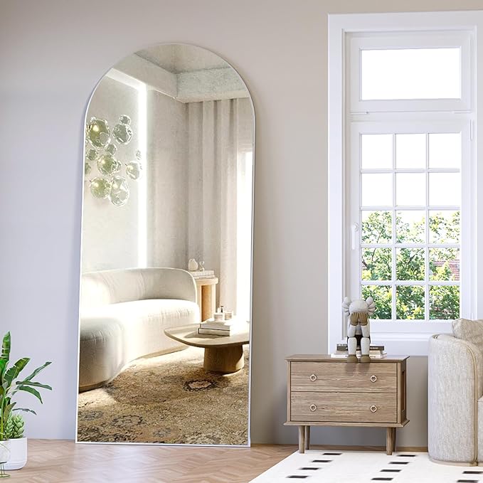Full Length Mirror, 71"x25" Arch Mirror Floor Mirror with Stand Wall Mirror Silver Arched Full Body Mirror Standing Hanging or Leaning Against Wall Bedroom Mirrors for Entry, Living Room
