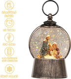 Nativity Snow Globe Christmas Snow Globe Lantern, Light up Nativity Sets for Christmas Indoor Decor, Silent Night Music with Swirling Glitter, USB Powered & Battery Nativity Scene Holy Family