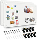 White 2Pack Magnetic Board,17.5" x 11.4" Magnet Bulletin Board to Display Magnetic Notes, Poetry, Photos, Suitable for Wall, Refrigerator, Cabinet etc, Come with 4 Pcs Dual Lock Tape and Screws