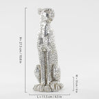 Cheetah Statue Sculptures Home Decor , 11"Silvery Leopard Antique Classical Figurine Sitting Sculpture Standing,Office,living room,dining room,display rack,coffee table or entrance tabletop decoration