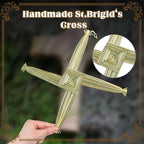 Bucherry St. Brigid's Wall Cross Decor Irish Gift Cross with History Card for Irish Blessing Gift for Celtic Imbolc Decor(Classic Style,12 in,Green)