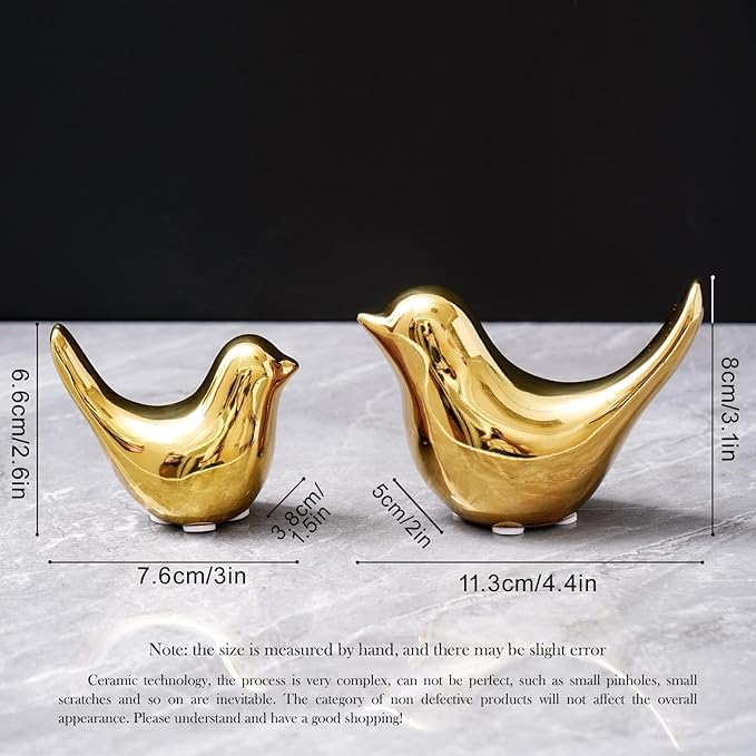 Notakia Gold Home Decor Small Birds Statues Modern Style Decorative Ornaments for Living Room Decor, Bedroom, Office Desktop, Cabinets (2Pcs Gold Birds)