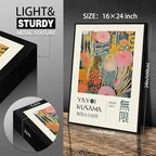 Abstract Yayoi Kusama Posters Japanese Wall Art Vintage Tokyo Aesthetic Prints Yayoi Kusama Inspired Japanese Gallery Wall Art for Stylish Room Bedroom Living Room Decor 16x24in Black Framed