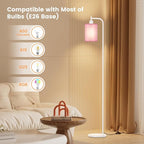 SIBRILLE Floor Lamp with Linen Shade, Dimmable Tall Standing Lamp with Remote Control & 3 Color Temperatures, Modern Floor Lamps for Living Room Bedroom Office Corner, 9W LED Bulb Included