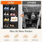 Lifewit 6 Tier Over the Door Shoe Organizer with 11 Large Deep Pockets, Fabric Hanging Shoes Shelf for Closet, Dorm Storage, Fit Up to 12 Pair Shoe Rack Holder for Sneakers, Boots, Black