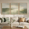 Large Framed Sage Green Abstract Landscape Wall Art for Living Room, 3 Piece Modern Canvas Prints Paintings Artwork for Walls, Nature Rustic Pictures Wall Decor for Bedroom Farmhouse Office 24x36 In