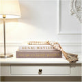 Decorative Books for Home Decor, Coffee Table Decor with Linen White Books Stack Bookshelf, Fake Book Double as Libros Decorativos and Photo Storage (3 Piece Set with Beads)