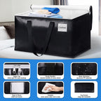 BlissTotes Moving Bags, Heavy Duty Moving Boxes with Zippers Top and Sturdy Handles, Storage Bags for Space Saving and Packing, Collapsible Moving Supplies, Storage Totes (76L, 4-Pack, Black)
