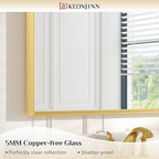 Keonjinn Gold Bathroom Mirror 48 x 36 Inch, Brushed Gold Metal Framed Mirror, Rectangular Square Corner Large Vanity Mirrors for Wall, Oversized Rectangle Mirrors for Over Sink