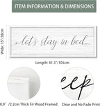 Lets Stay in Bed Wall Decor Above Bed 41.3''×15'' Large Farmhouse Wall Decor for Bedroom Guest Room Decor Framed Wood Wall Art Rustic Master Bedroom Wall Decoration (white frame)