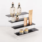 Acrylic Stands for Display,4 Tier Black Cupcakes Perfumes Figurines Display Stand Risers Shelf for Decoration and Organizer