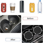 Car Coasters, 4 Pack Universal Vehicle Bling Car Coaster, COCASES Crystal Rhinestone Coaster for Cup Holders, Car Interior Accessories 2.75'' Silicone Anti Slip Car Coasters for Women (Black)