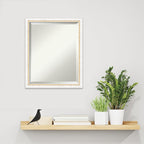 Amanti Art White Wall Mirror 22x18 Morgan White Gold Rectangle Bathroom Mirror for Wall Decor Living Room, Small Modern Wood Frame, Hangs Horizonally and Vertically, Bathroom Decor, Beveled Edge