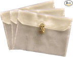 3 Pieces Scarf Storage Bag Beige Encrypted Matte Button Yarn Envelope Silk for Scarf Gifts Organza Clothing Wardrobe Organizer Packaging Bags 10.6 x 14.5 Inches (Beige)