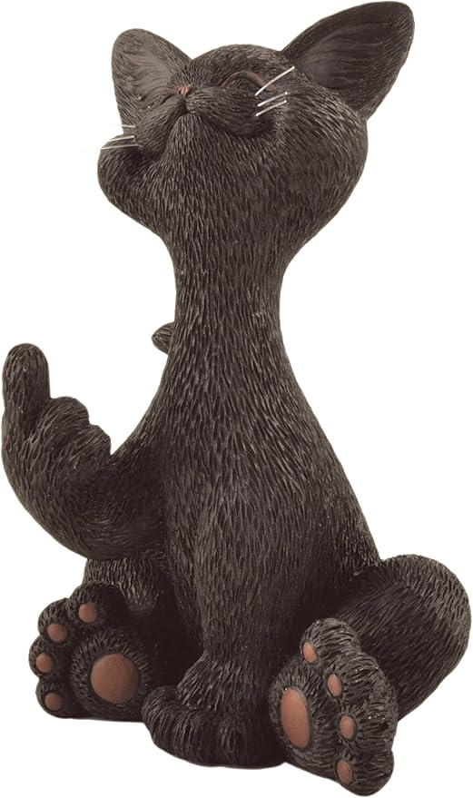 JFSM INC. Catitude Whimsical Smiling Cat Raising Middle Finger Figurine - Hilarious Get Ready for Laughs - Stress Relief - Gifts for Cat Lovers,