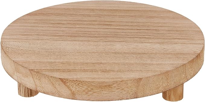 HOZEON 4 PCS Wooden Display Risers, Round Wooden Pedestal Stand for Dessert Display, Kitchen Organization, Retail Display and Home Decor(4 Sizes, Light Brown)
