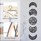 Jetec 5 Pcs Moon Phase Wall Art Decor Wall Pediments Hanging Wooden Phase Spiritual Bedroom Nordic Boho Lunar Aesthetic Art for Living Room Dorm Apartment Ornament(Dark Black,15.75 Inch,Botanical)