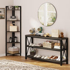 FATORRI Rustic Tall Corner Shelf, 5 Tier Industrial Corner Bookshelf for Living Room, Dark Wood and Metal Corner Plant Stand for Home Office (Walnut Brown)