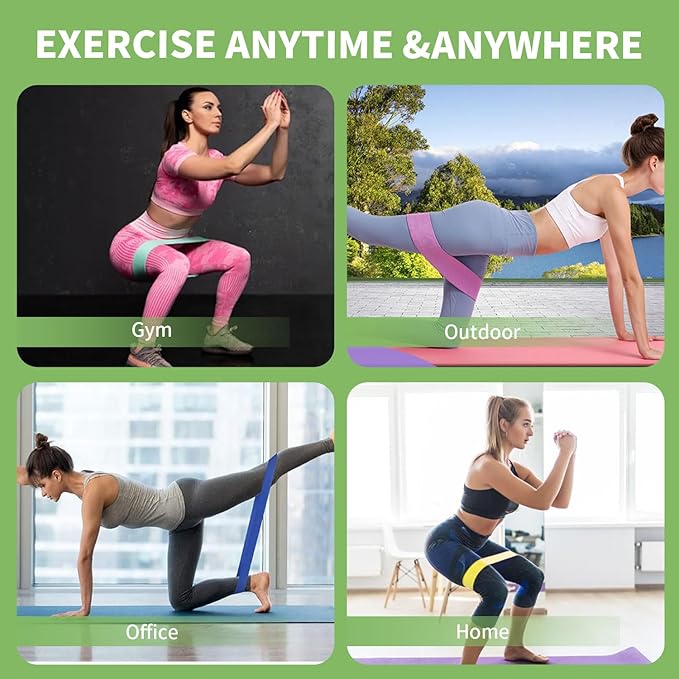 Non-Slip Fabric Resistance Bands for Working Out, Loop Exercise Bands for Booty Leg, Butt, Glute, Stretch Workout Bands for Women & Men, Hip Elastic Bands for Home Gym Fitness, Yoga, Pilates