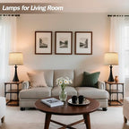Touch Lamp for Living Room Bedroom, 21" Table Lamps Set of 2 with USB C+A Ports, Touch Bedside Lamps for Nightstand with 3 Way Dimmable, 2 LED Bulbs Included, Black